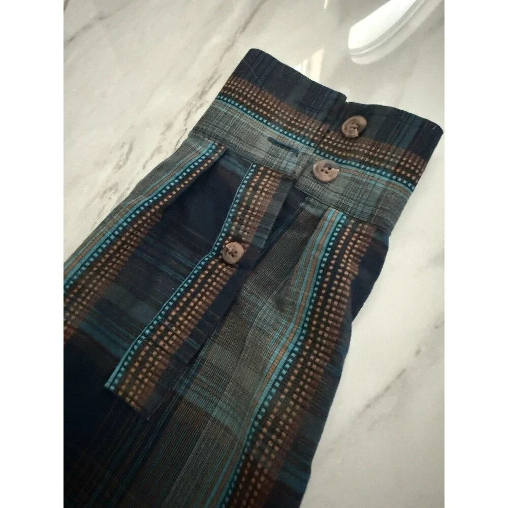 Prana Shirt Mens Medium Blue Plaid Button Up Cotton Blend